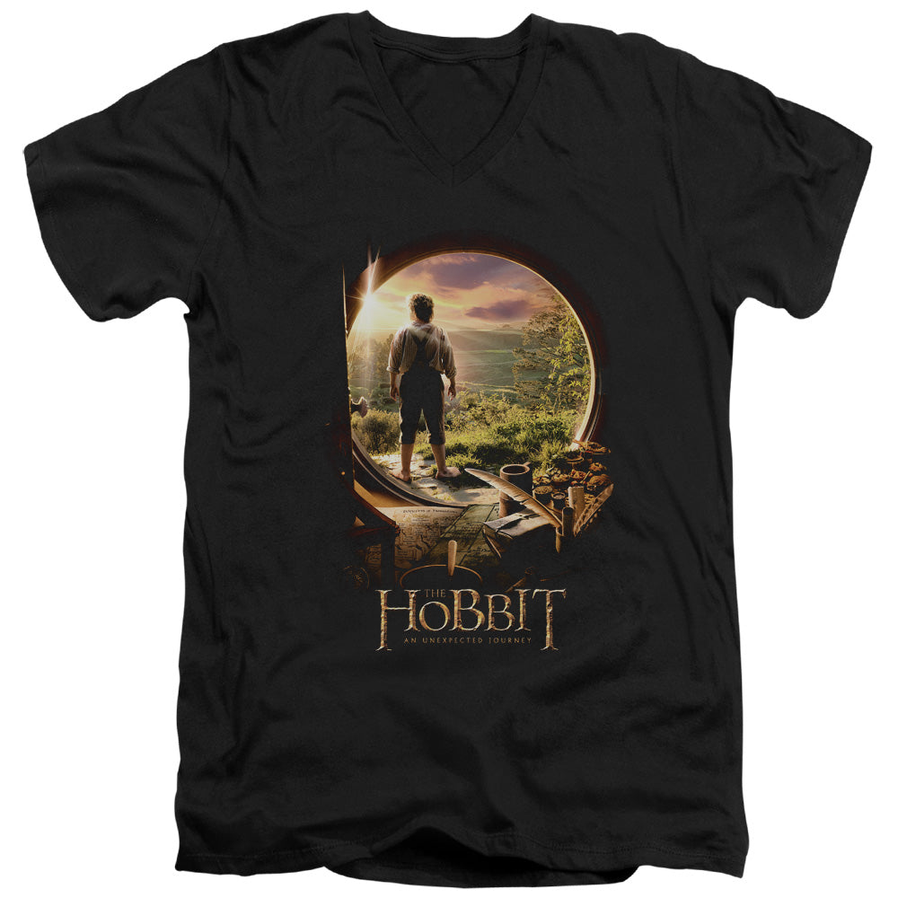 The Hobbit The Hobbit in Door Mens Slim Fit V-Neck T Shirt Black Officially Licensed