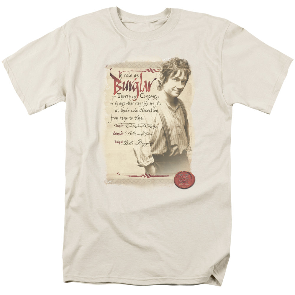 The Hobbit Burglar Mens T Shirt Cream Officially Licensed