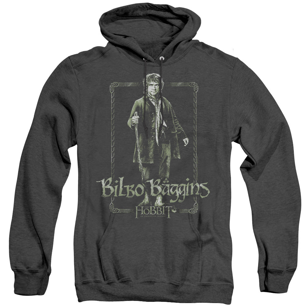 The Hobbit Bilbo Stare Heather Mens Hoodie Black Officially Licensed