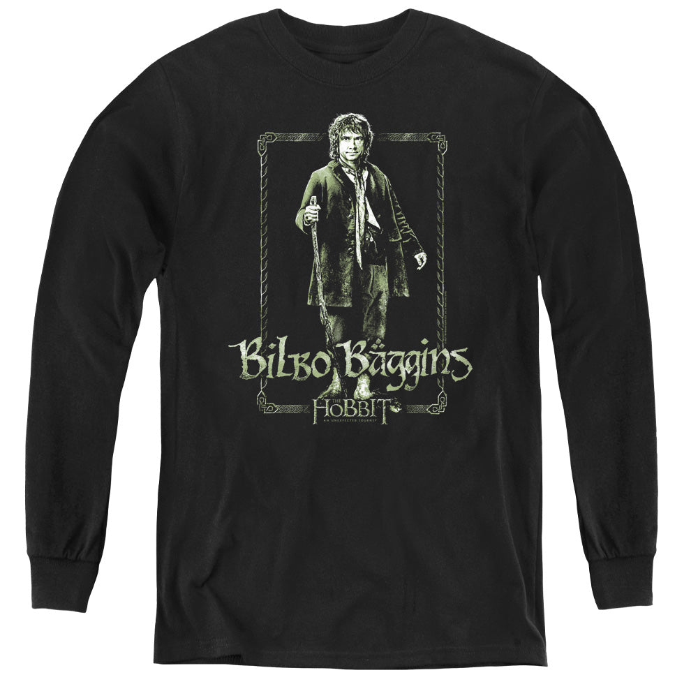 The Hobbit Bilbo Stare Long Sleeve Kids Youth T Shirt Black Officially Licensed