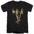 The Hobbit Baggins Poster Mens Slim Fit V-Neck T Shirt Black Officially Licensed