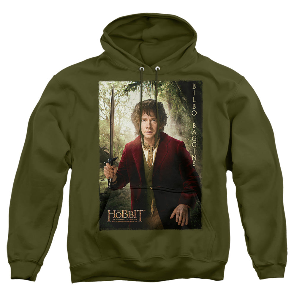 The Hobbit Bilbo Poster Mens Hoodie Military Green Officially Licensed