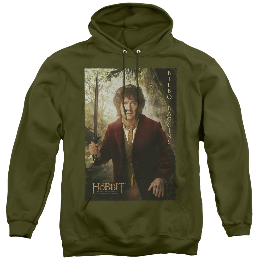 The Hobbit Bilbo Poster Mens Hoodie Military Green Officially Licensed