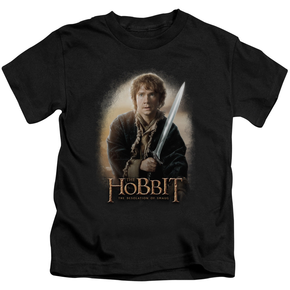 The Hobbit Bilbo and Sting Juvenile Kids Youth T Shirt Black Officially Licensed