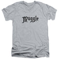 Harry Potter Muggle Mens Slim Fit V-Neck T Shirt Athletic Heather Officially Licensed