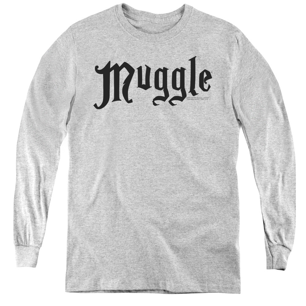 Harry Potter Muggle Long Sleeve Kids Youth T Shirt Athletic Heather Officially Licensed