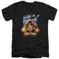 Harry Potter Movie Poster Mens Slim Fit V-Neck T Shirt Black Officially Licensed