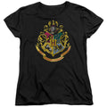 Harry Potter Hogwarts Crest Womens T Shirt Black Officially Licensed