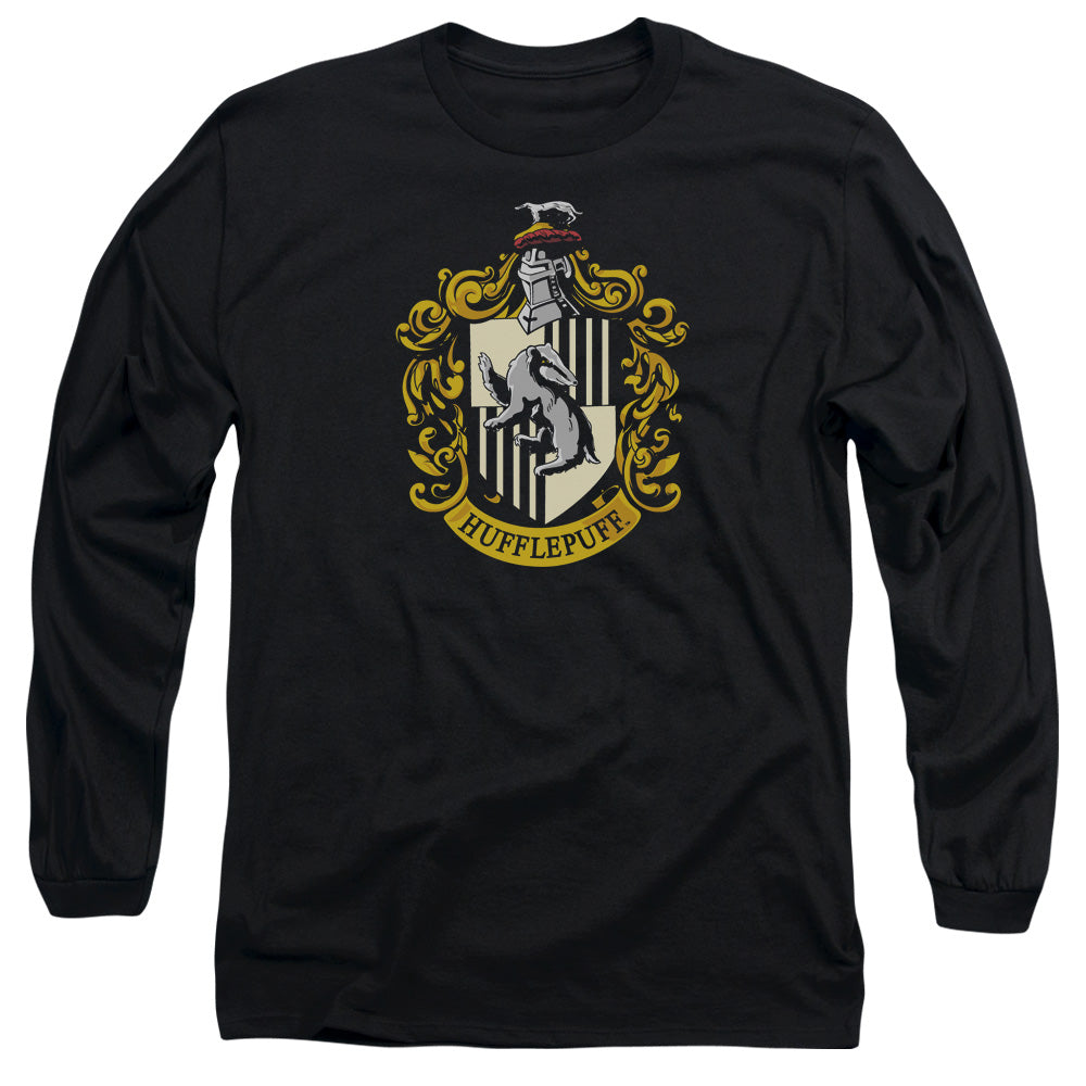 Harry Potter Hufflepuff Crest Mens Long Sleeve Shirt Black Officially Licensed Officially Licensed