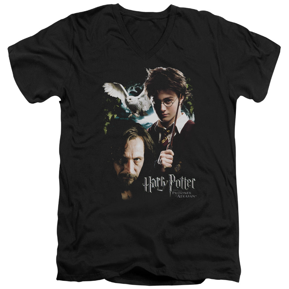 Harry Potter Harry and Sirius Mens Slim Fit V-Neck T Shirt Black Officially Licensed