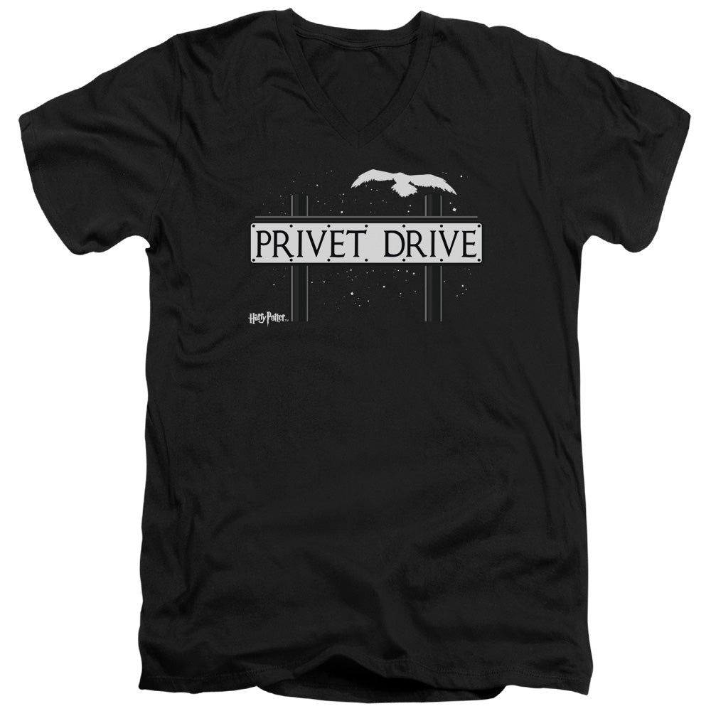 Harry Potter Privet Drive Mens Slim Fit V-Neck T Shirt Black Officially Licensed