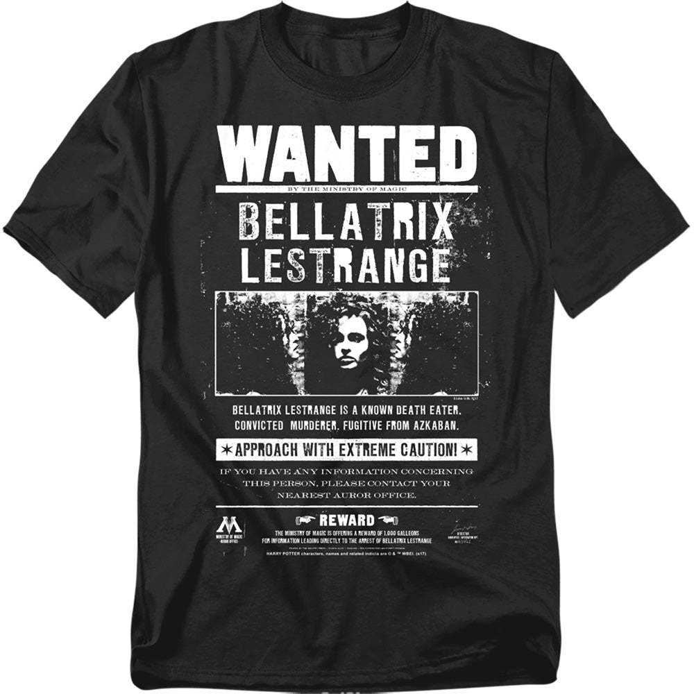 Harry Potter Wanted Bellatrix Mens T Shirt Black Officially Licensed