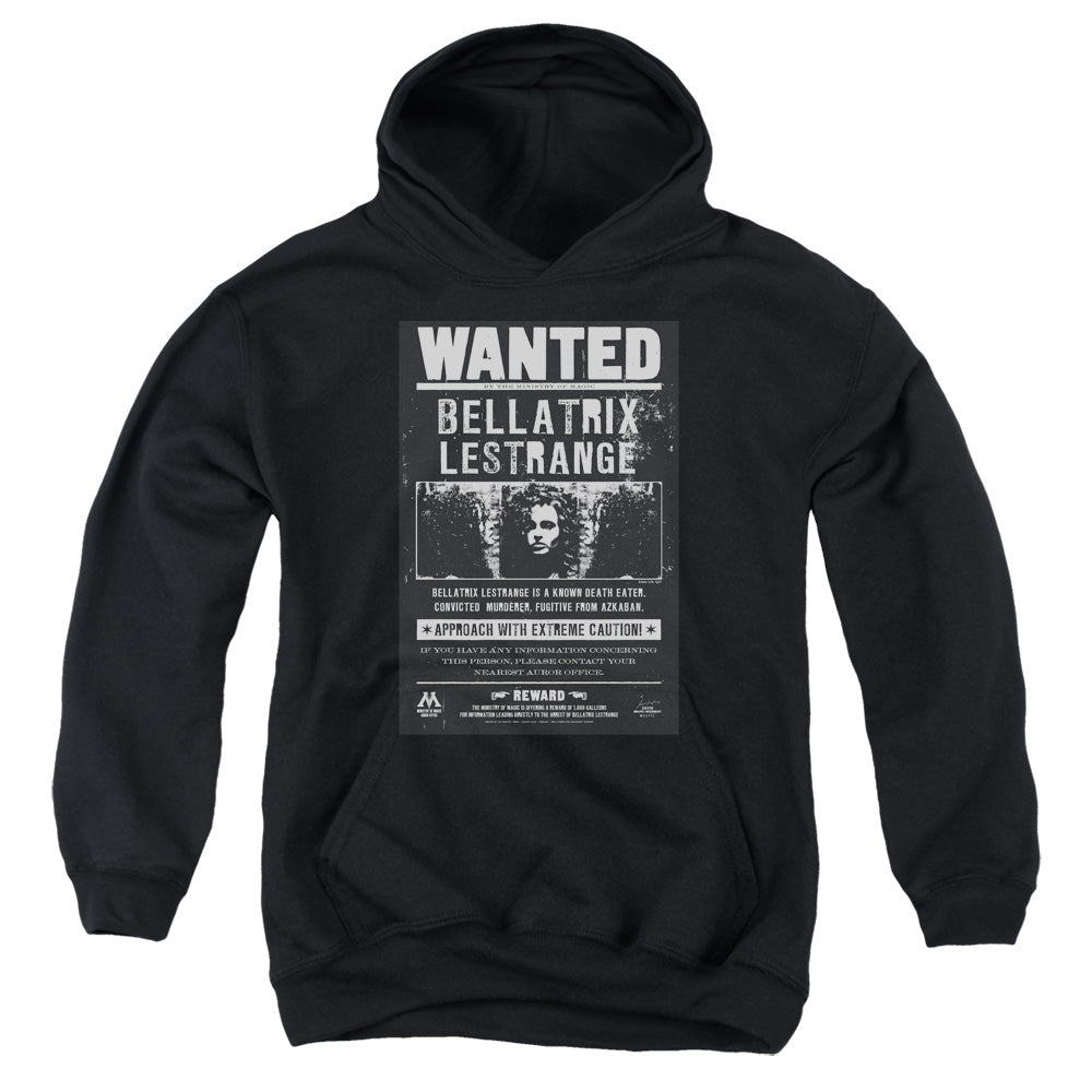 Harry Potter Wanted Bellatrix Kids Youth Hoodie Black Officially Licensed