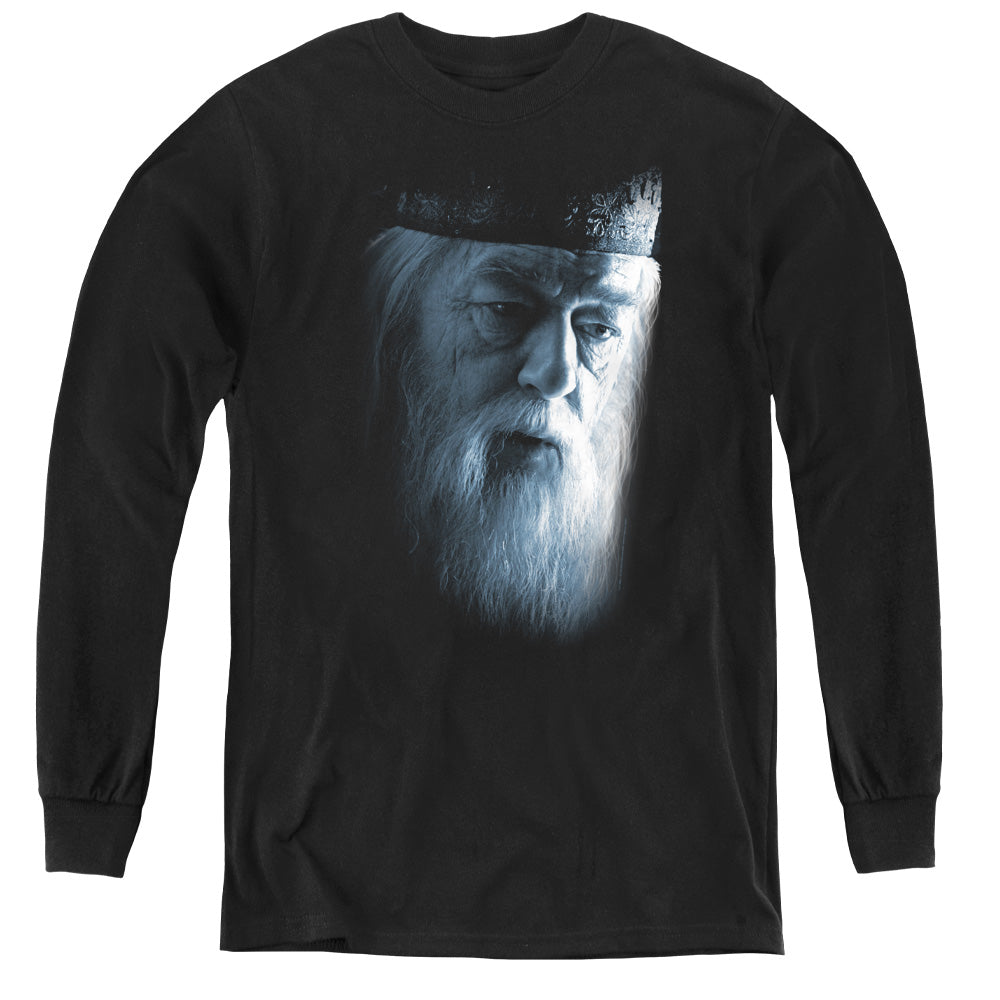 Harry Potter Dumbledore Face Long Sleeve Kids Youth T Shirt Black Officially Licensed