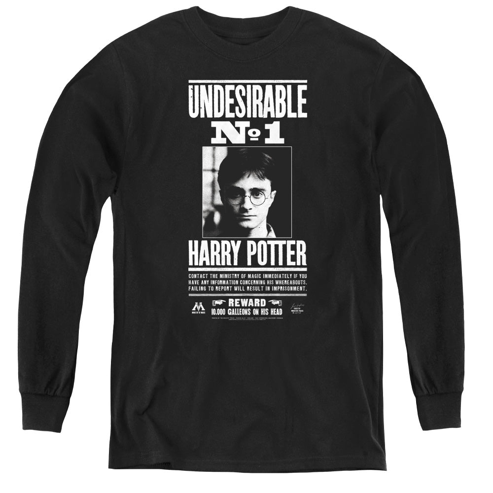 Harry Potter Undesirable No 1 Long Sleeve Kids Youth T Shirt Black Officially Licensed