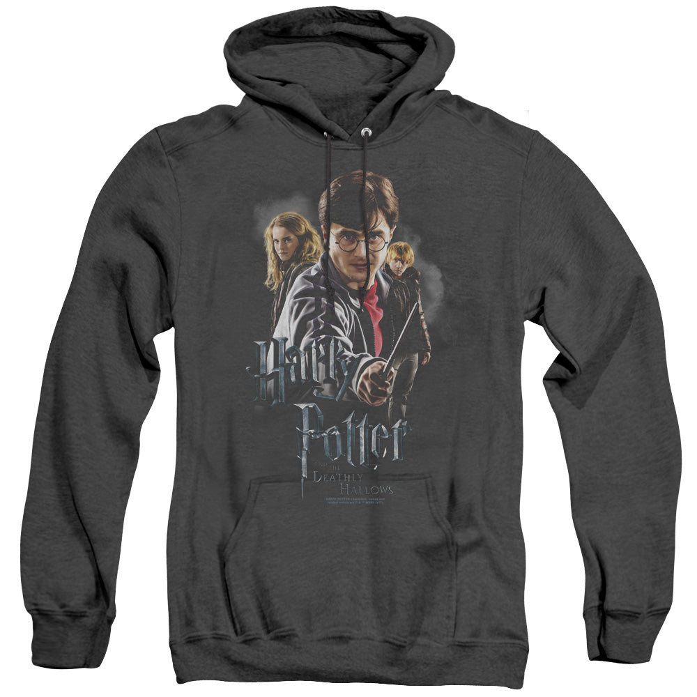 Harry Potter Deathly Hollows Cast Heather Mens Hoodie Black Officially Licensed