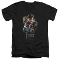 Harry Potter Deathly Hollows Cast Mens Slim Fit V-Neck T Shirt Black Officially Licensed