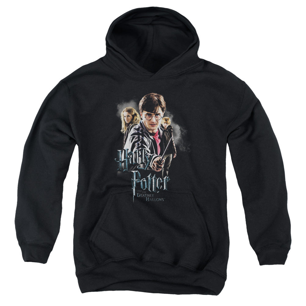 Harry Potter Deathly Hollows Cast Kids Youth Hoodie Black Officially Licensed