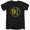 Harry Potter 9 3 4 Mens Slim Fit V-Neck T Shirt Black Officially Licensed