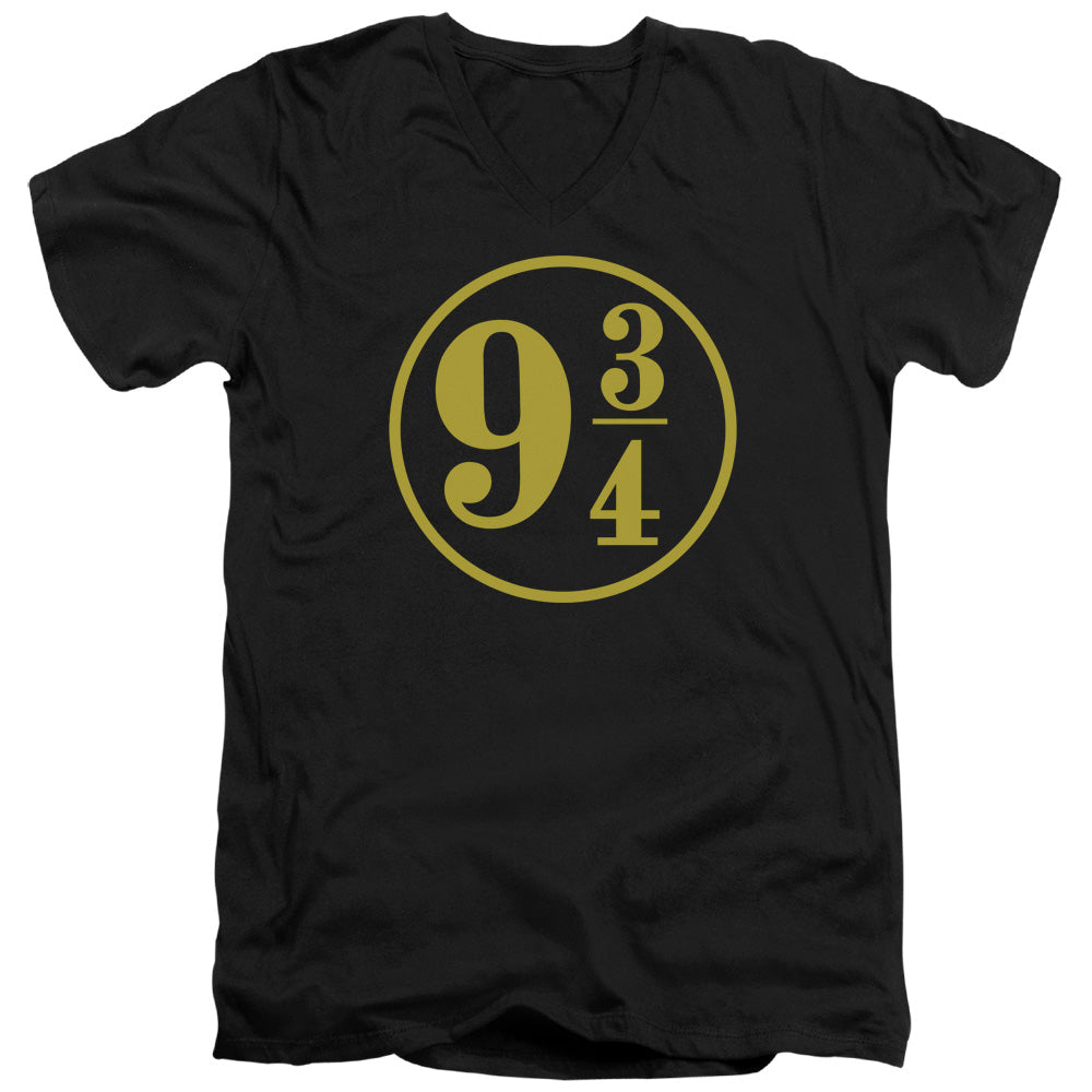 Harry Potter 9 3 4 Mens Slim Fit V-Neck T Shirt Black Officially Licensed