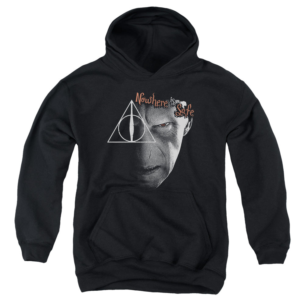Harry Potter Nowhere is Safe Kids Youth Hoodie Black Officially Licensed