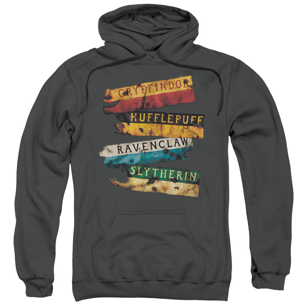 Harry Potter Burnt Banners Mens Hoodie Charcoal Officially Licensed