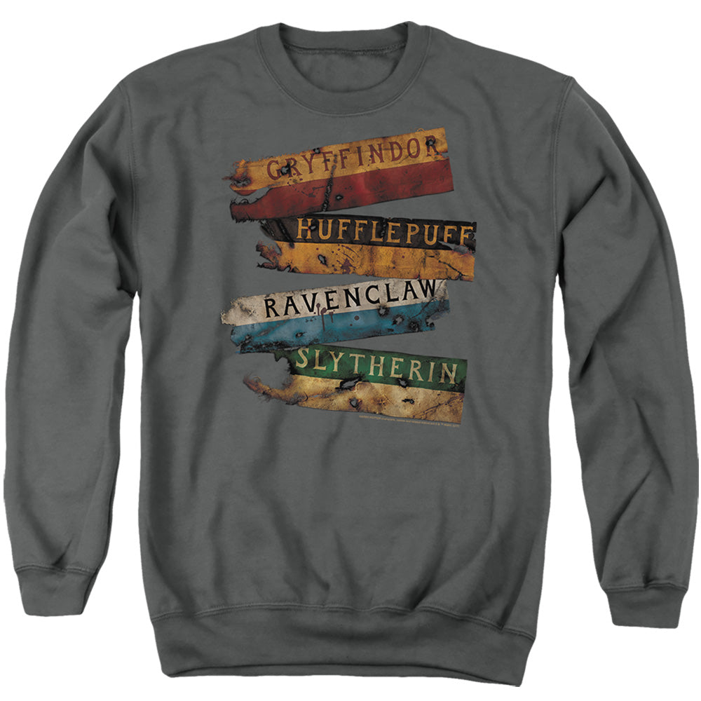 Harry Potter Burnt Banners Mens Crewneck Sweatshirt Charcoal Officially Licensed