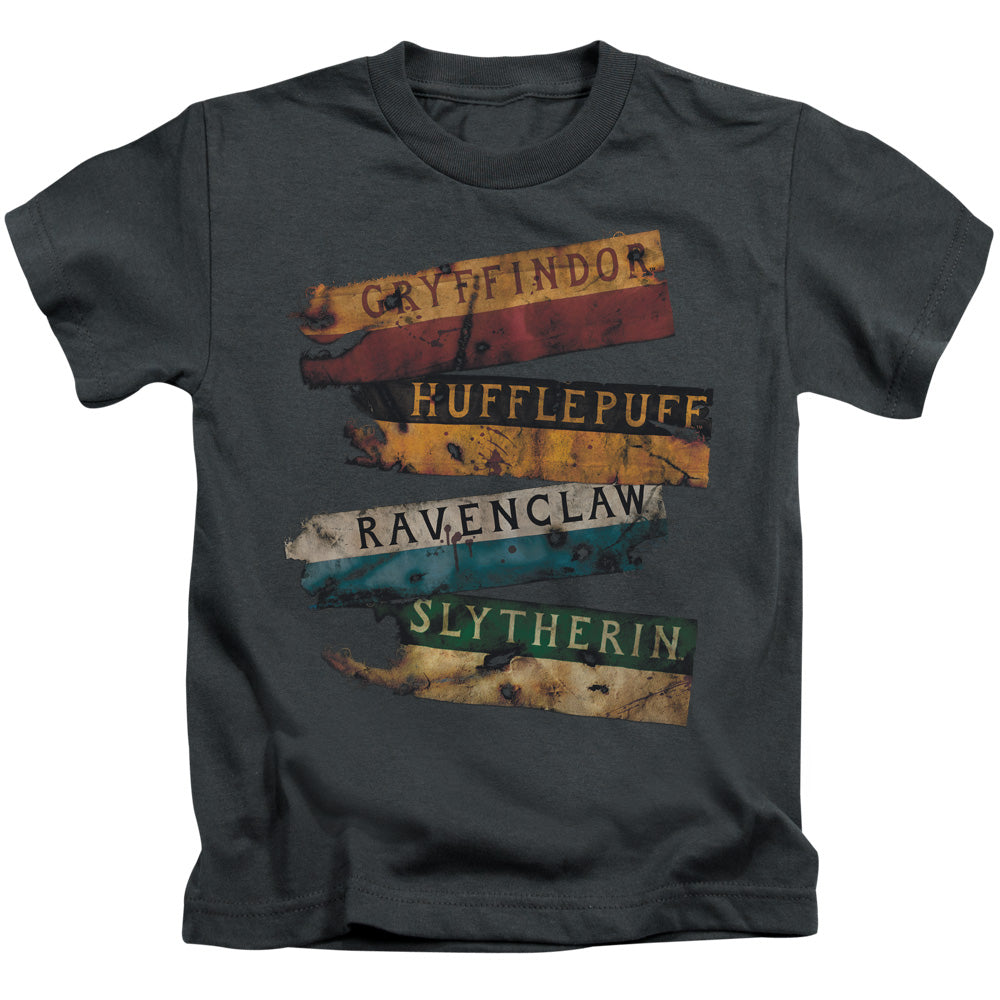 Harry Potter Burnt Banners Juvenile Kids Youth T Shirt Charcoal Officially Licensed