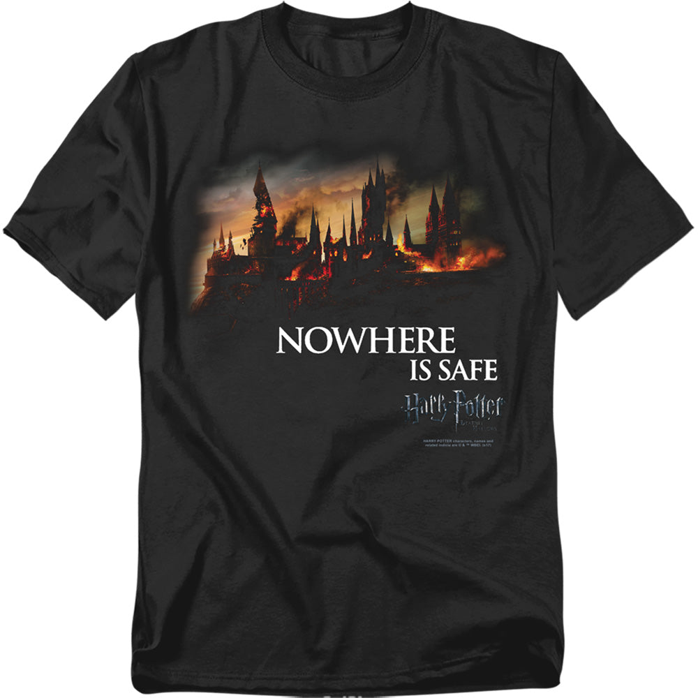 Harry Potter Burning Hogwarts Mens T Shirt Black Officially Licensed