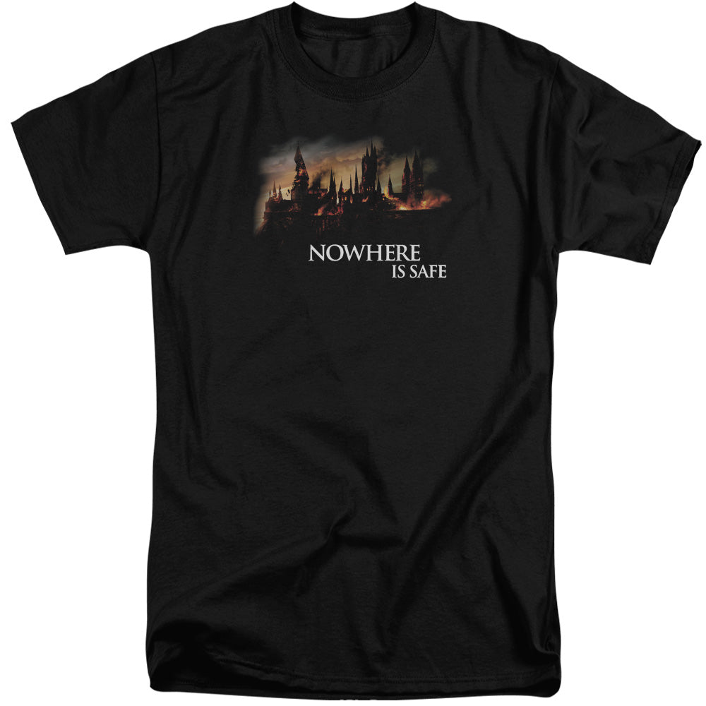 Harry Potter Burning Hogwarts Mens Tall T Shirt Black Officially Licensed