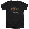 Harry Potter Burning Hogwarts Mens Slim Fit V-Neck T Shirt Black Officially Licensed