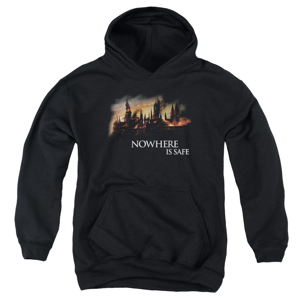 Harry Potter Burning Hogwarts Kids Youth Hoodie Black Officially Licensed