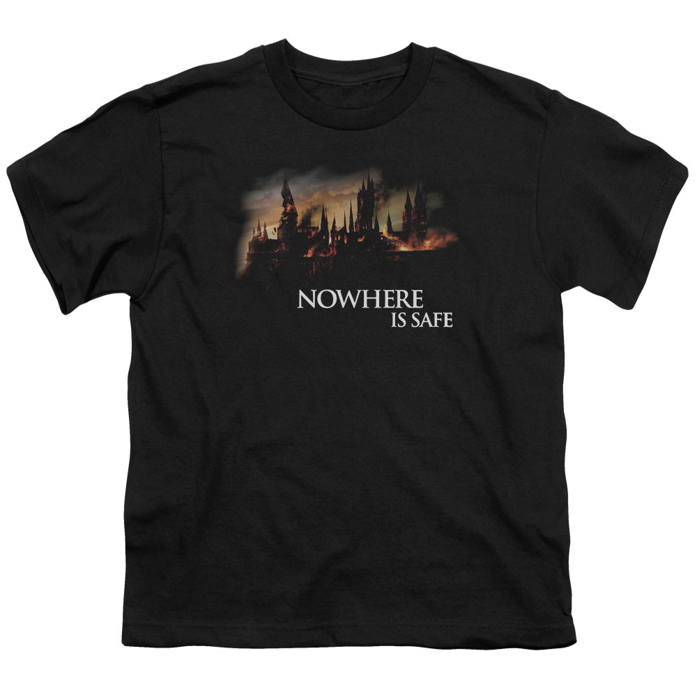 Harry Potter Burning Hogwarts Kids Youth T Shirt Black Officially Licensed