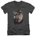 Harry Potter It All Ends Here Mens Slim Fit V-Neck T Shirt Charcoal Officially Licensed
