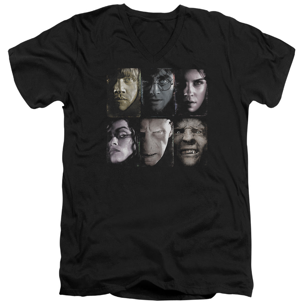 Harry Potter Horizontal Heads Mens Slim Fit V-Neck T Shirt Black Officially Licensed
