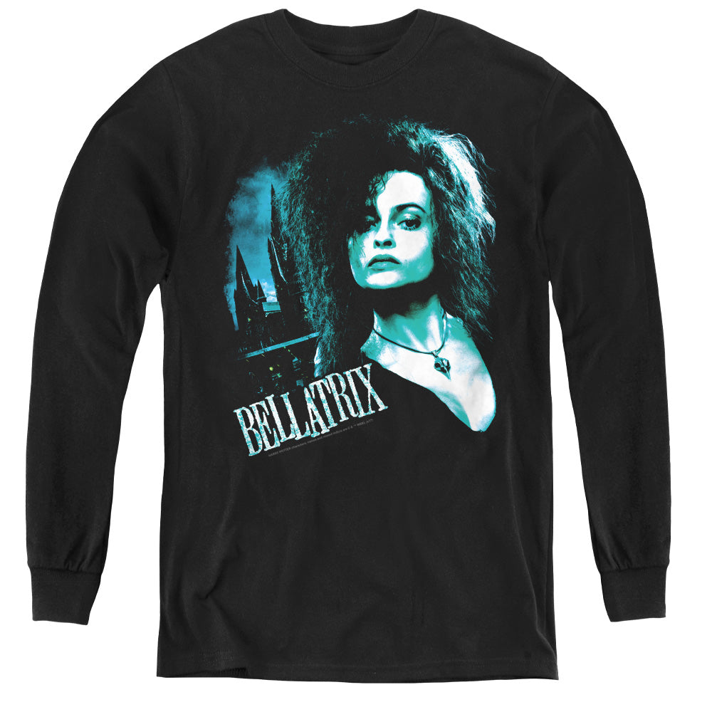 Harry Potter Bellatrix Closeup Long Sleeve Kids Youth T Shirt Black Officially Licensed
