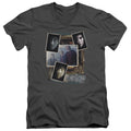 Harry Potter Trio Collage Mens Slim Fit V-Neck T Shirt Charcoal Officially Licensed