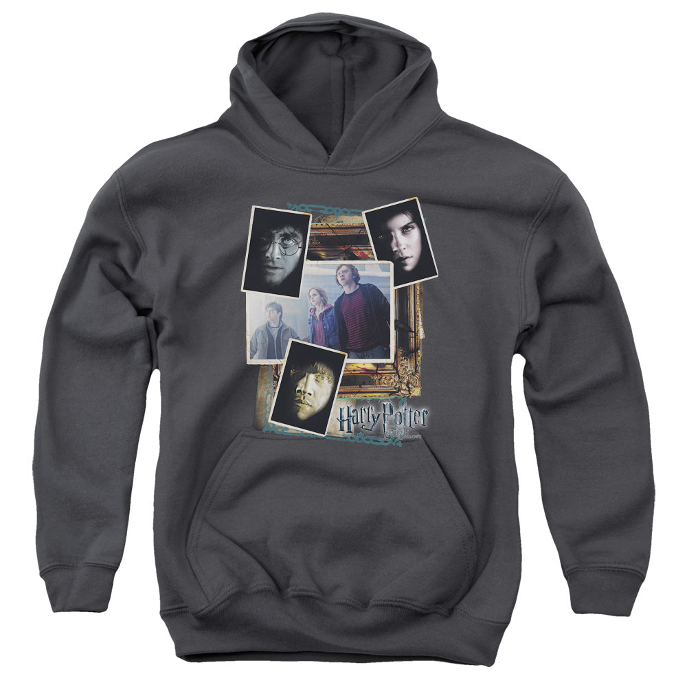Harry Potter Trio Collage Kids Youth Hoodie Charcoal Officially Licensed