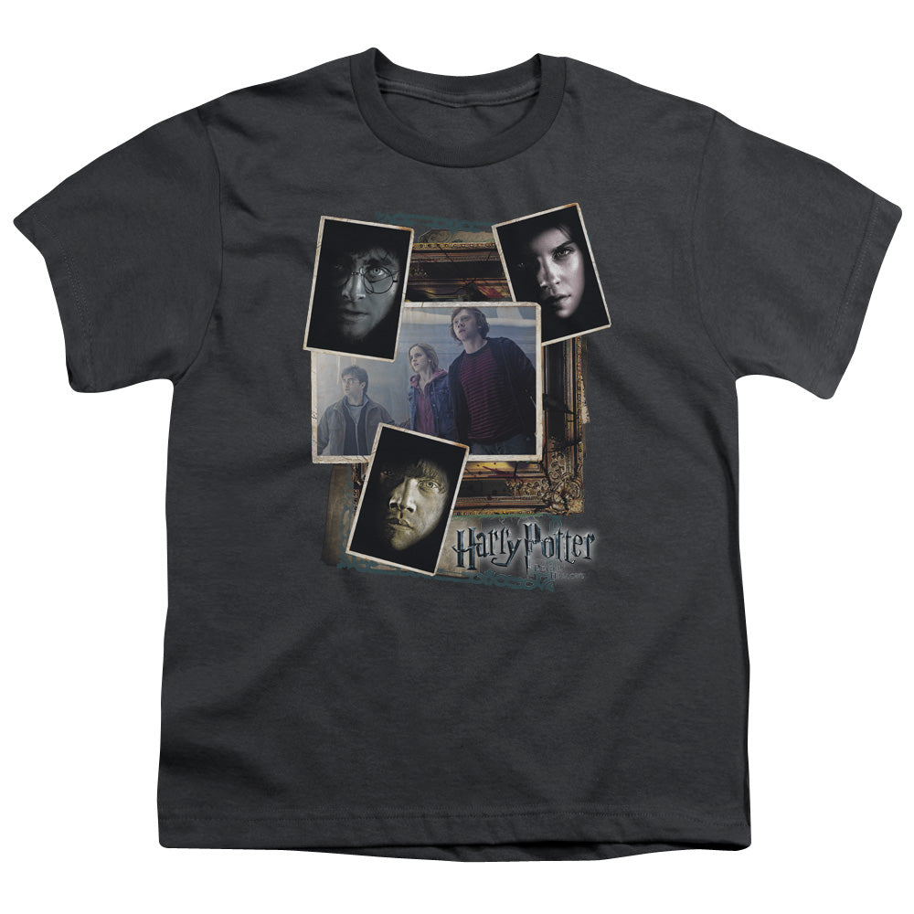 Harry Potter Trio Collage Kids Youth T Shirt Charcoal Officially Licensed