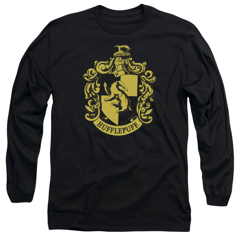 Harry Potter Hufflepuff Crest Mens Long Sleeve Shirt Black Officially Licensed Officially Licensed