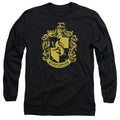 Harry Potter Hufflepuff Crest Mens Long Sleeve Shirt Black Officially Licensed Officially Licensed