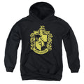 Harry Potter Hufflepuff Crest Kids Youth Hoodie Black Officially Licensed