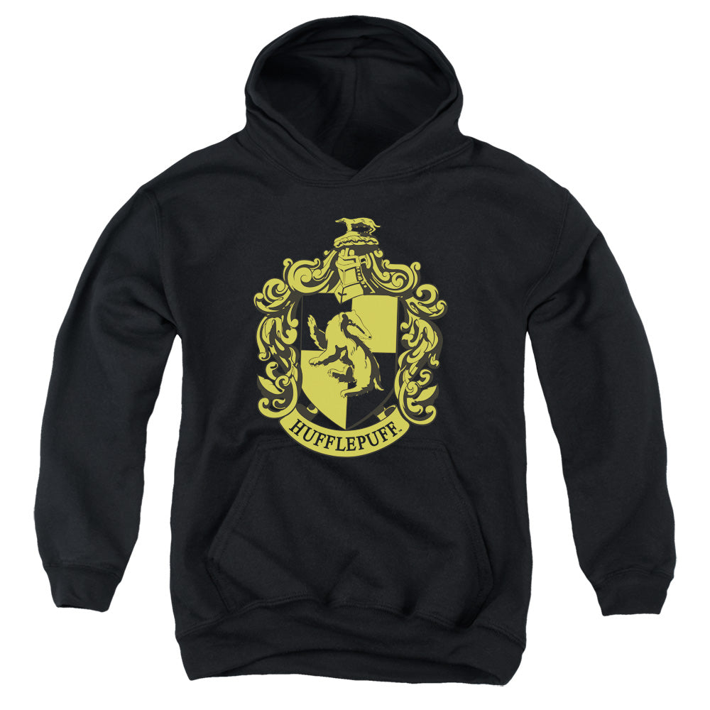 Harry Potter Hufflepuff Crest Kids Youth Hoodie Black Officially Licensed
