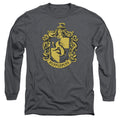 Harry Potter Hufflepuff Crest Mens Long Sleeve Shirt Charcoal Officially Licensed Officially Licensed
