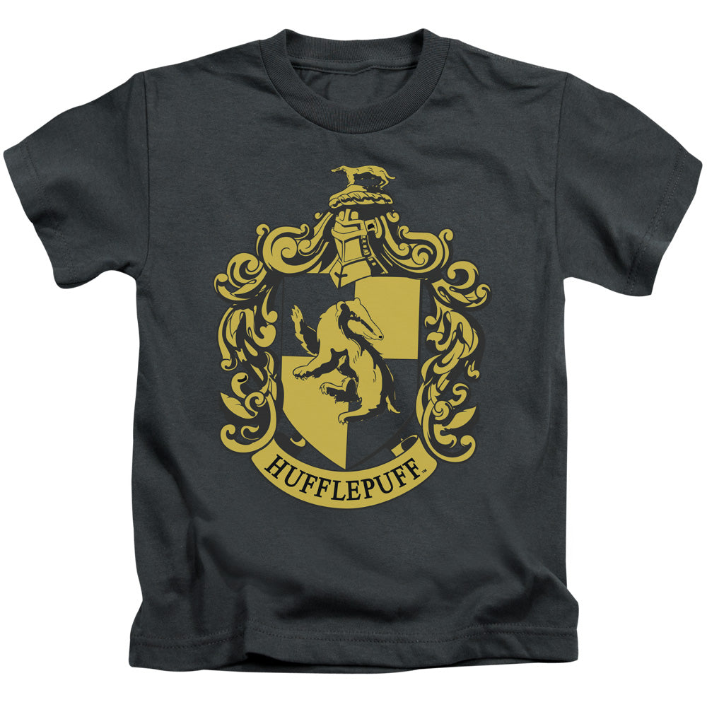 Harry Potter Hufflepuff Crest Juvenile Kids Youth T Shirt Charcoal Officially Licensed