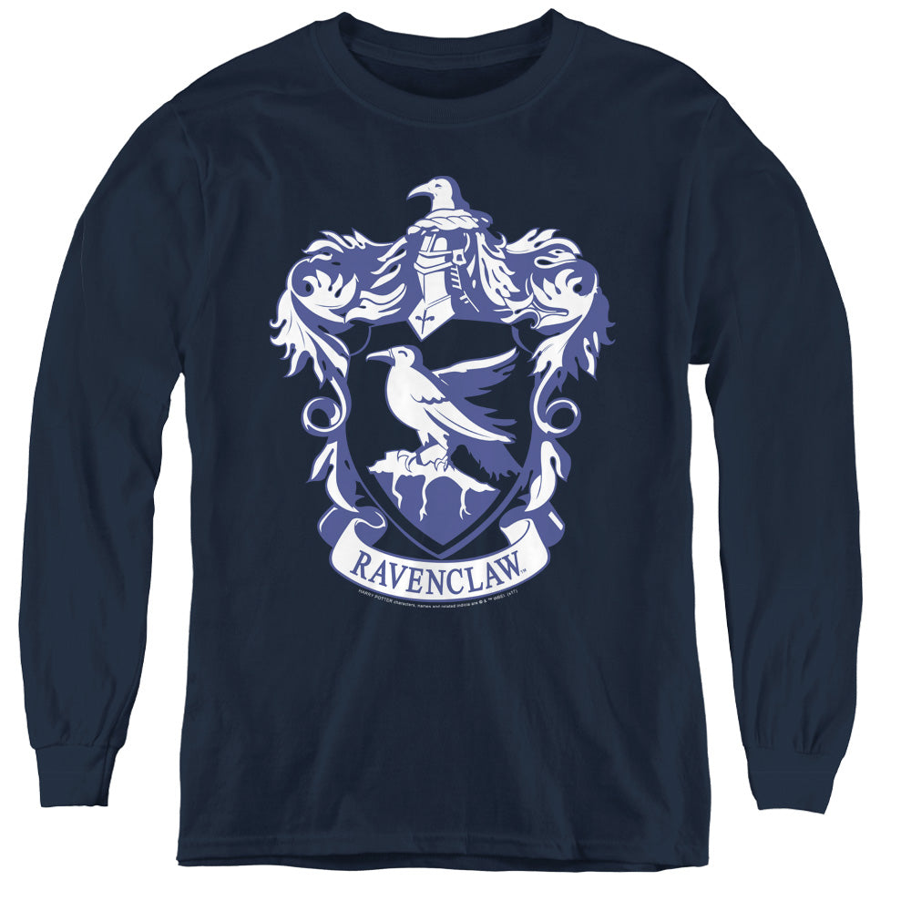 Harry Potter Ravenclaw Crest Long Sleeve Kids Youth T Shirt Navy Blue Officially Licensed