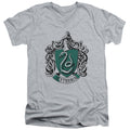 Harry Potter Slytherin Crest Mens Slim Fit V-Neck T Shirt Athletic Heather Officially Licensed