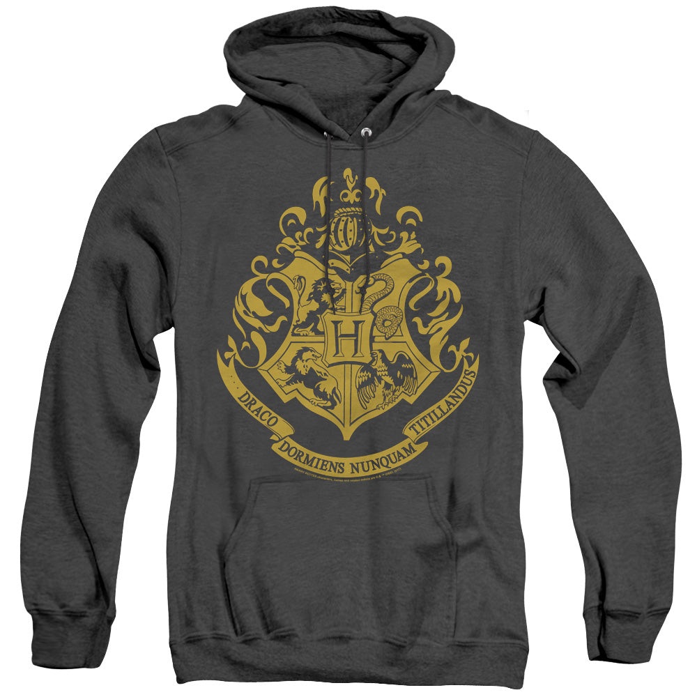Harry Potter Hogwarts Crest Heather Mens Hoodie Black Officially Licensed