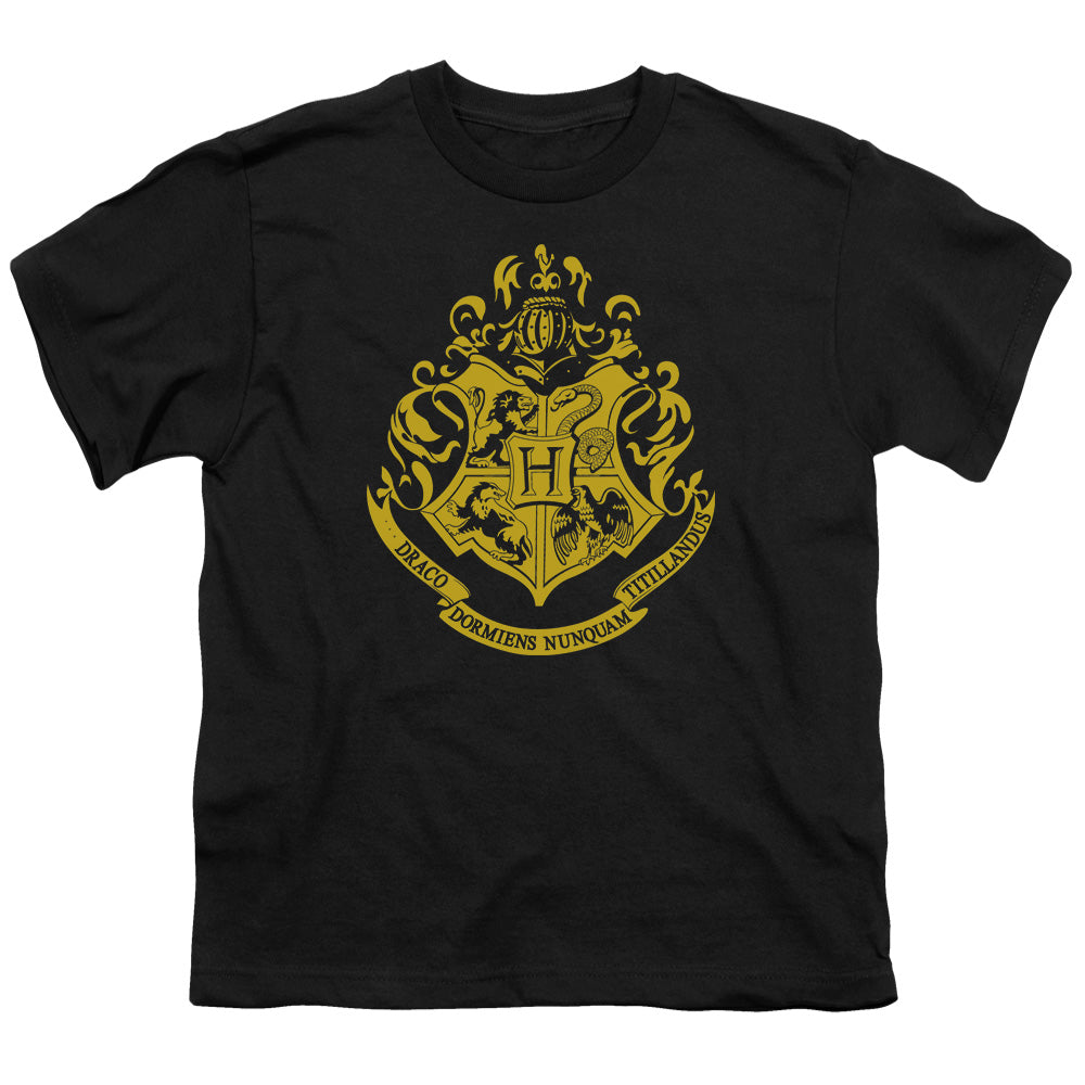 Harry Potter Hogwarts Crest Kids Youth T Shirt Black Officially Licensed