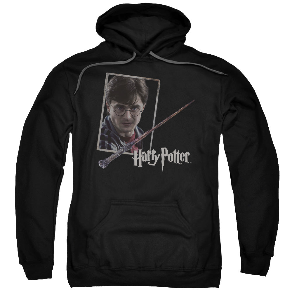 Harry Potter Harrys Wand Portrait Mens Hoodie Black Officially Licensed
